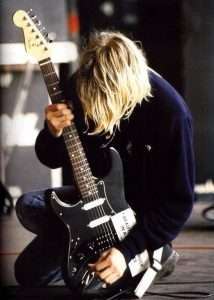 Kurt Cobain with a Fender Stratocaster