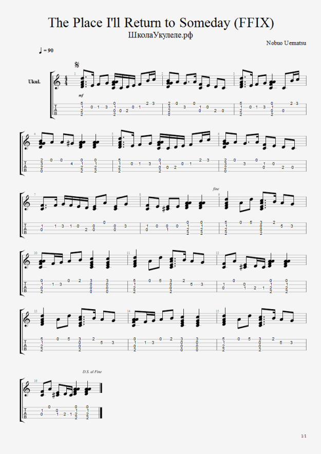 ഞാൻ എന്നെങ്കിലും മടങ്ങുന്ന സ്ഥലം (FFIX) – ukulele + tabs
