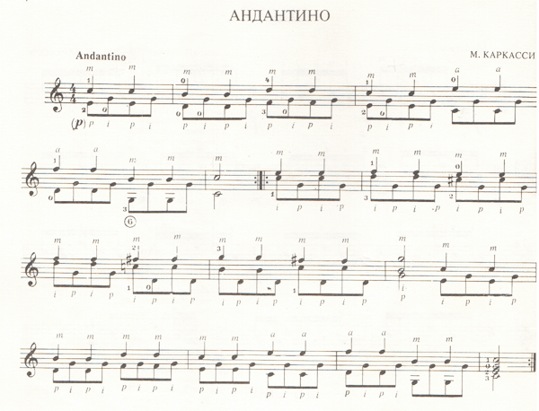 Andantino by M. Carcassi sheet music for beginners