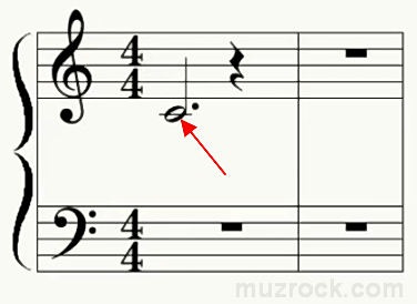 What does the middle note look like Up to the first octave on a musical staff