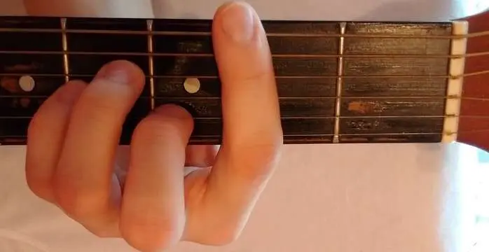 Hm (BM) chord on guitar