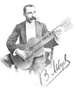 Vasily Petrovich Lebedev with a fifteen-string guitar