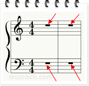 What do pauses in music look like on a stave?