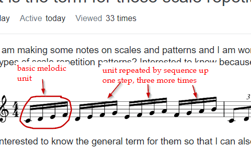 Repetition of melodies and practice of scales